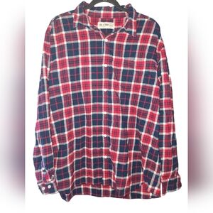 LINE OF TRADE Red Blue Plaid‎ Flannel Long Sleeve Button Up Shirt XXL